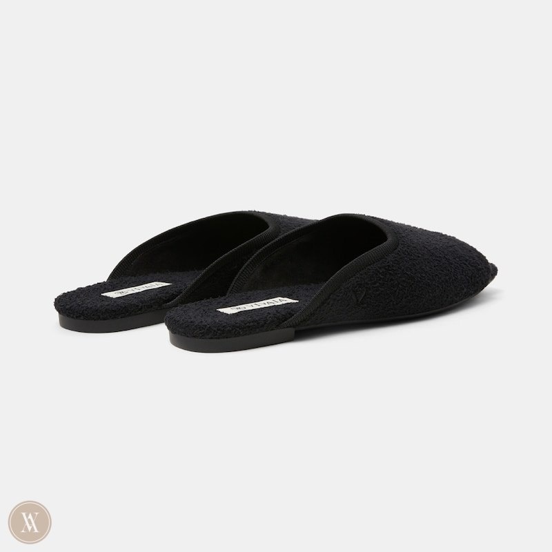 Black VIVAIA Helen Women's Square-Toe Fluffy Slides - XZH-8550