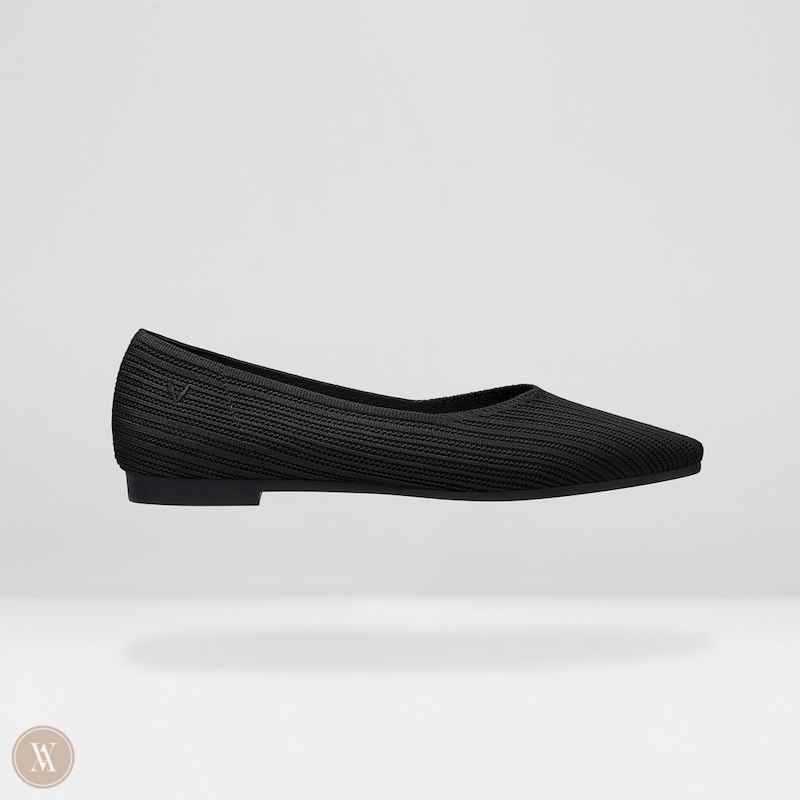 Black VIVAIA Macy Women's Pointed-Toe Stripe Flats - TPY-2212