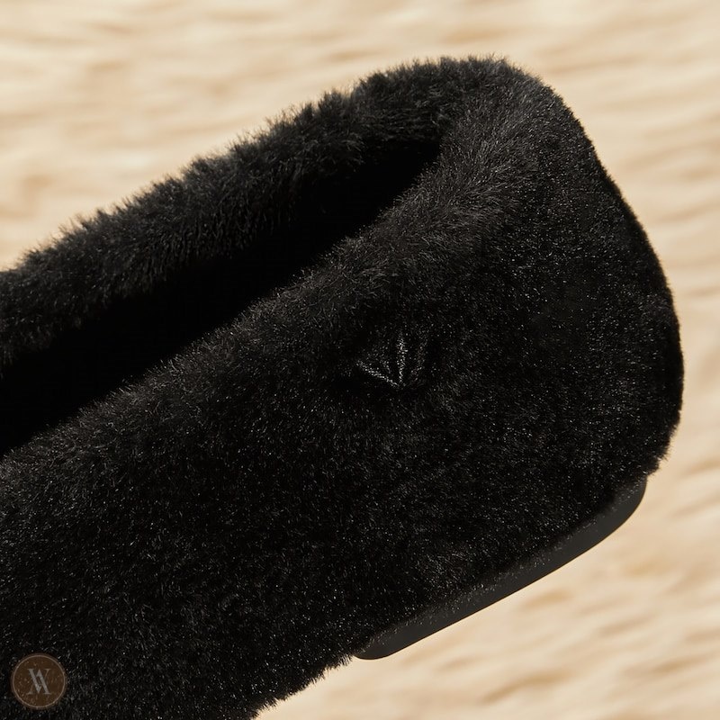 Black VIVAIA Margot Women's Square-Toe Recycled Mink Faux Fur Flats - VXC-9626