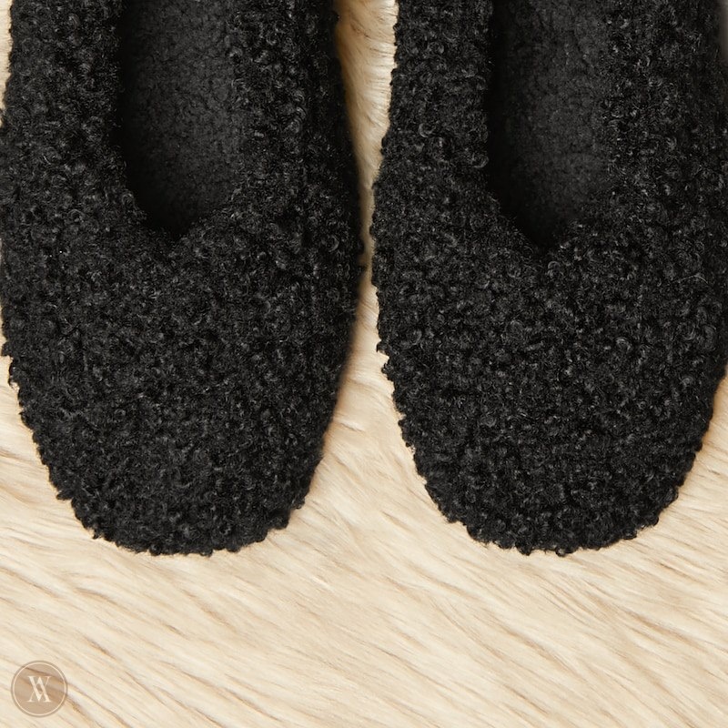 Black VIVAIA Margot Women's Square-Toe Recycled Faux Fur Flats - JQI-2087