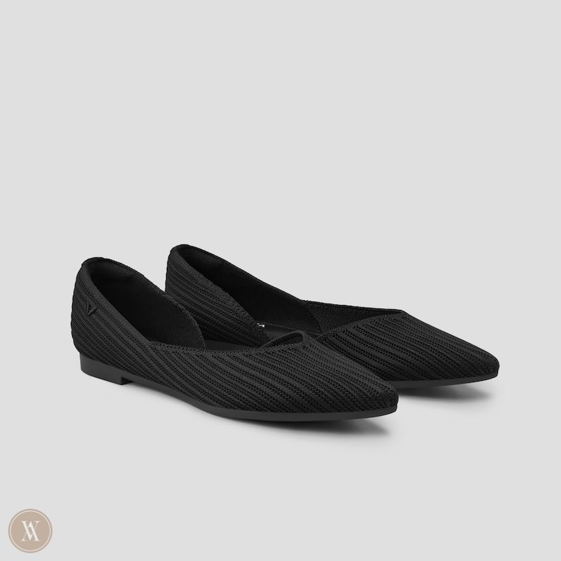 Black VIVAIA Melia Women\'s Pointed-Toe Striped Flats - HKN-5983