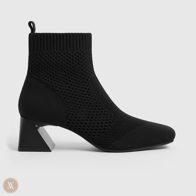 Black VIVAIA Melissa Women's Perforated Heeled Boots - QGF-4094