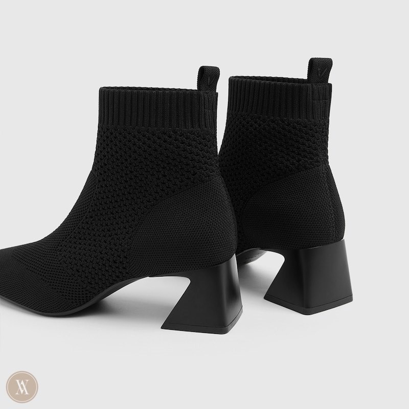 Black VIVAIA Melissa Women's Perforated Heeled Boots - QGF-4094