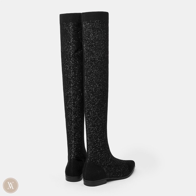 Black VIVAIA Michaelia Women's Pointed-Toe Over-the-Knee Boots - WMU-7748