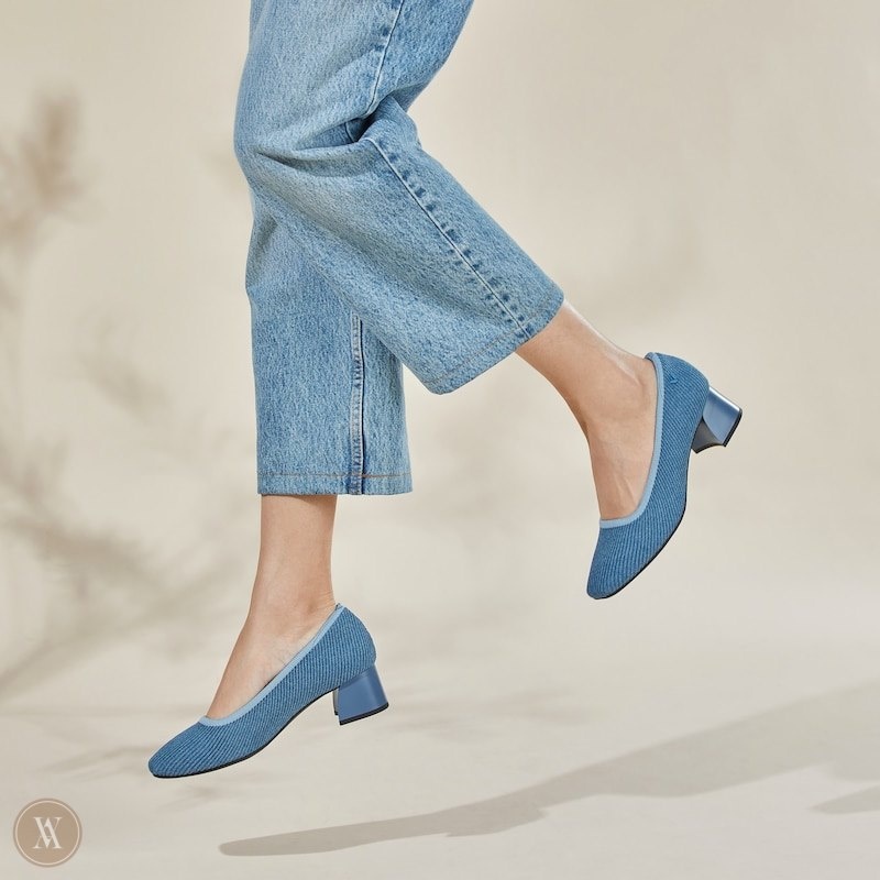 Blue VIVAIA Melody Pro Women's Square-Toe Chunky Heels - URH-0184