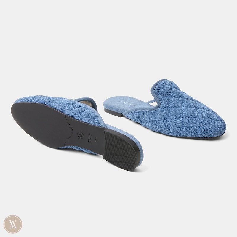 Blue VIVAIA Sherry Women's Round-Toe Quilted Mules - VML-2266