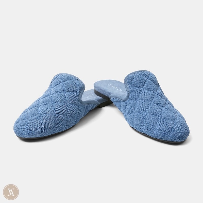 Blue VIVAIA Sherry Women's Round-Toe Quilted Mules - VML-2266