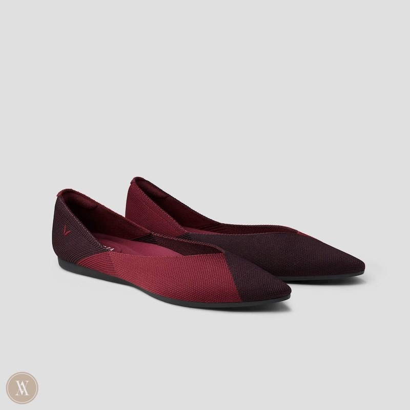 Burgundy Red VIVAIA Valencia Women\'s Pointed-Toe V-Cut Flats - ABM-9331