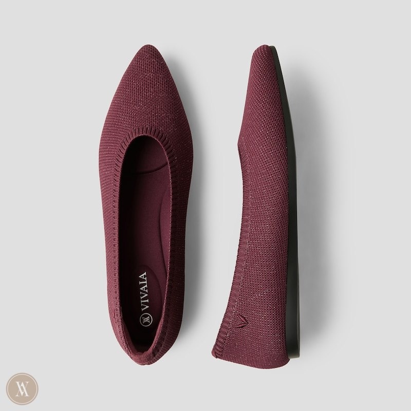 Burgundy VIVAIA Aria 5° Women\'s Pointed-Toe Ballet Flats - OUE-1798