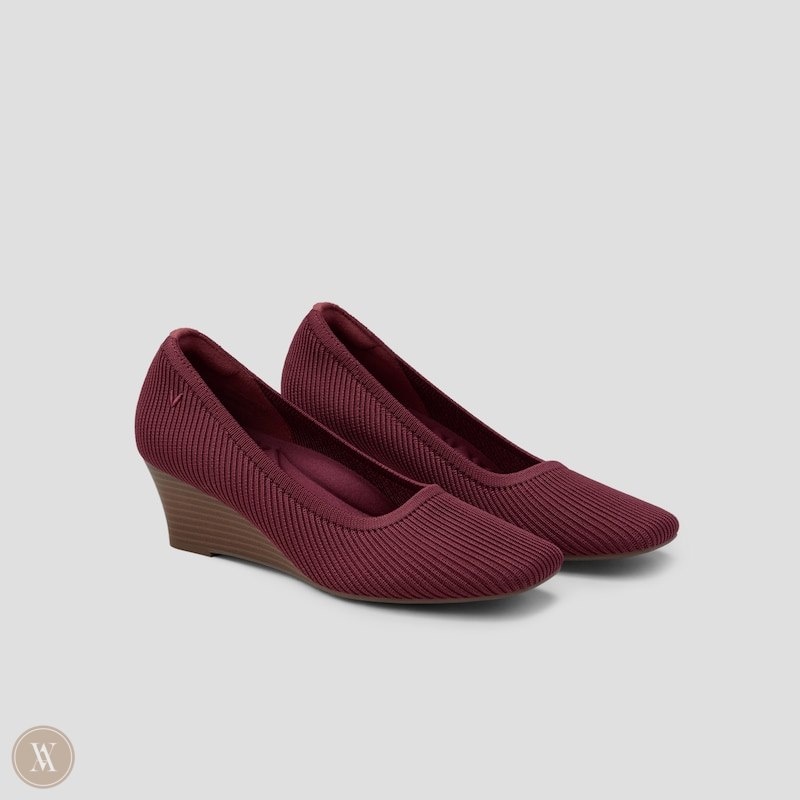 Burgundy VIVAIA Margot Wedge Pro Women\'s Square-toe Wedge - QHH-7353