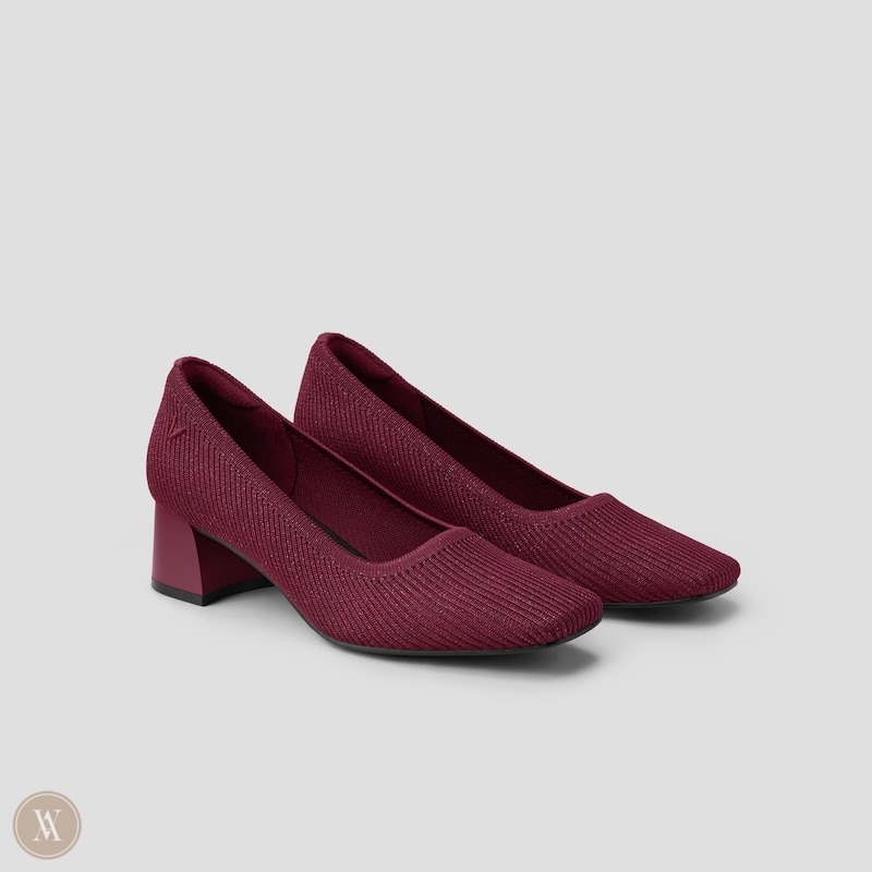 Burgundy VIVAIA Melody Women\'s Square-Toe Chunky Heels - YRI-3733