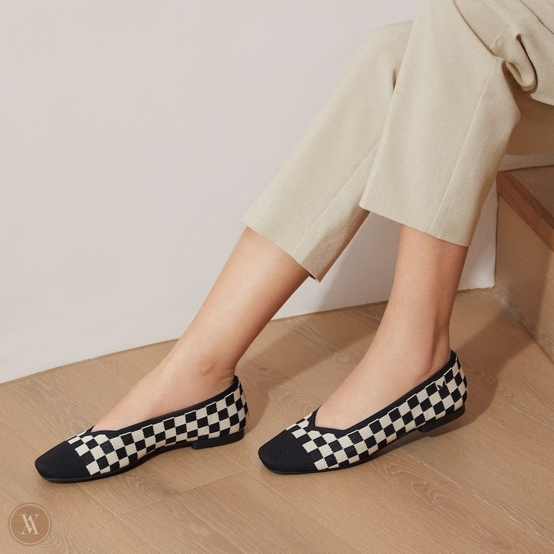 Checker VIVAIA Margot 2.0 Women's Square-Toe V-Cut Flats - OIH-9857