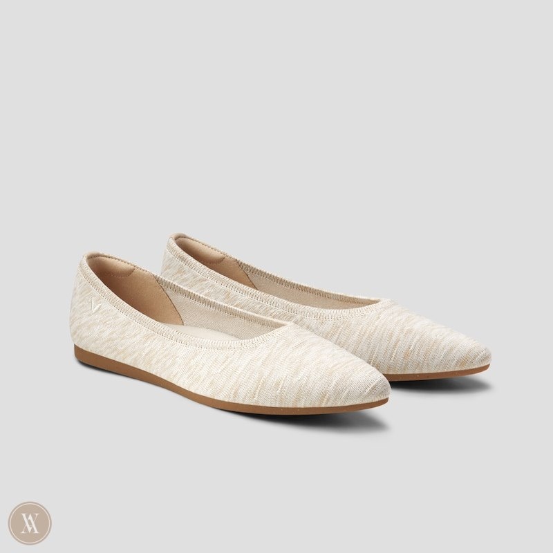 Cream VIVAIA Aria 5° Women\'s Pointed-Toe Ballet Flats - YJM-9576