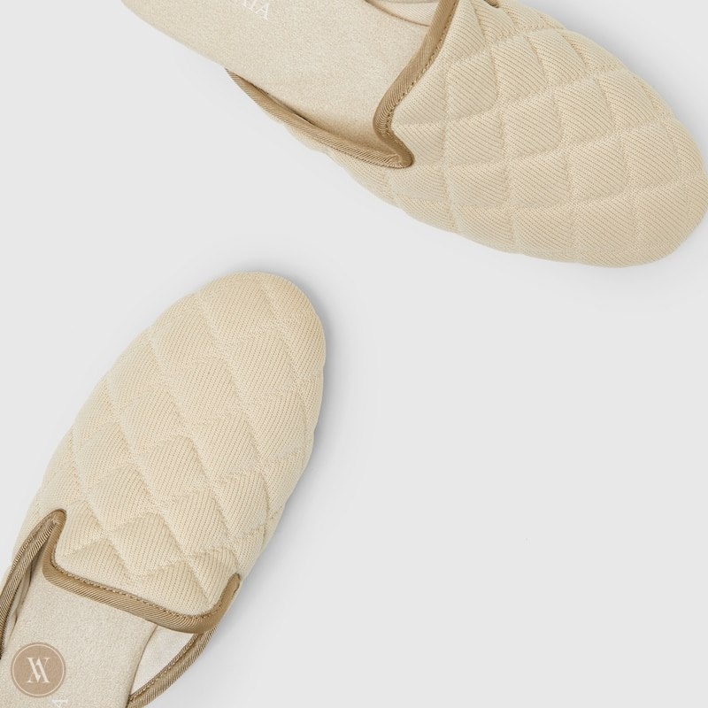 Cream White VIVAIA Sherry Women's Round-Toe Quilted Mules - YNV-5729