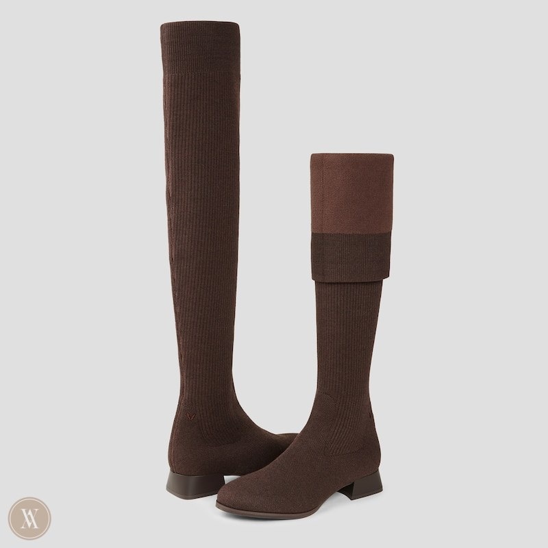 Dark Chocolate VIVAIA Madeline Women's Over-Knee Water Repellent Wool Boots - RLQ-5748