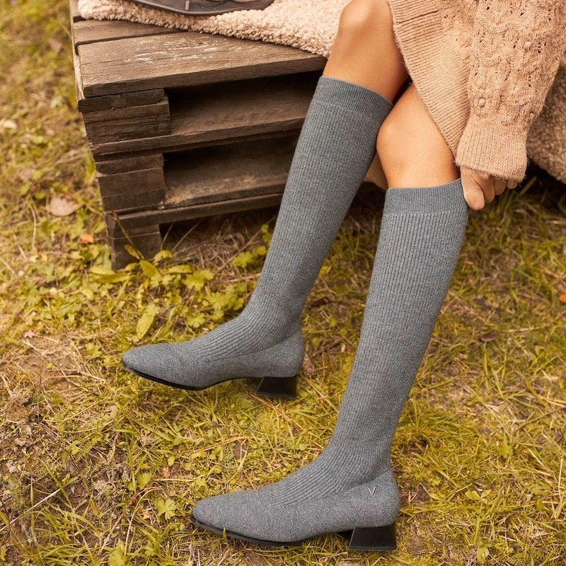 Dark Grey VIVAIA Tara Women's Knee-High Water Repellent Wool Boots - LUK-8507