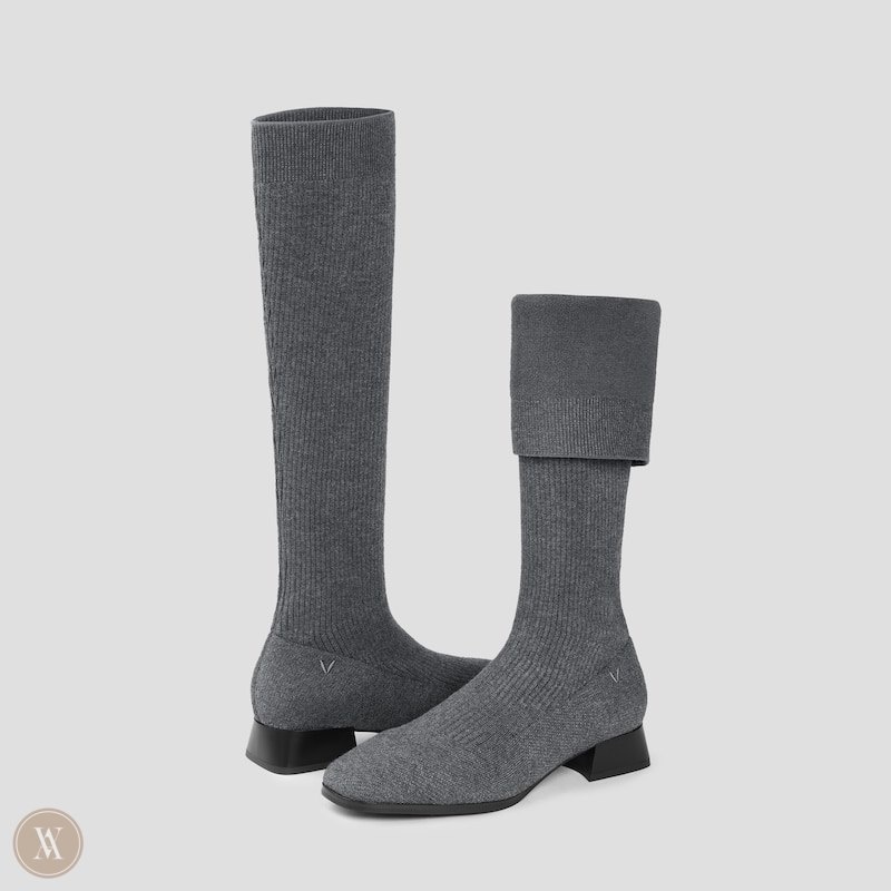 Dark Grey VIVAIA Tara Women's Knee-High Water Repellent Wool Boots - LUK-8507