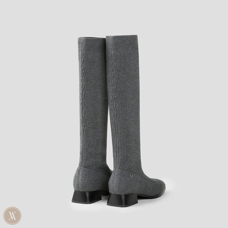 Dark Grey VIVAIA Tara Women's Knee-High Water Repellent Wool Boots - LUK-8507