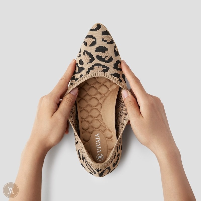 Dark Leopard VIVAIA Aria CloudWalker Women's Lightweight Pointed-Ballet Flats - OHL-2260