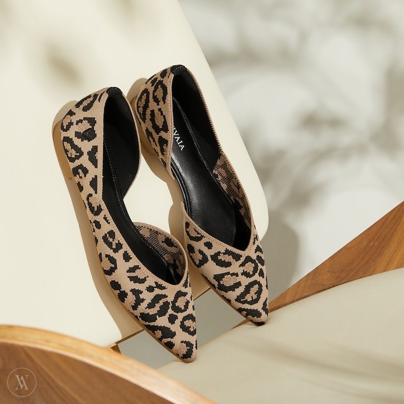 Dark Leopard VIVAIA Melia Women's Pointed-Toe Flats - UDX-2118