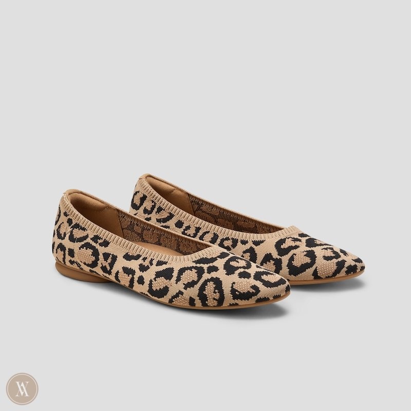 Dark Leopard VIVAIA Tamia 2.0 Women\'s Almond-Toe Ballet Flats - FWM-7617