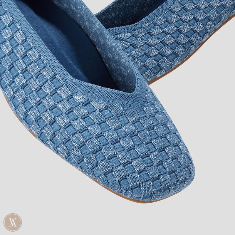 Denim Woven VIVAIA Margot 2.0 Women's Square-Toe V-Cut Flats - TMY-7347