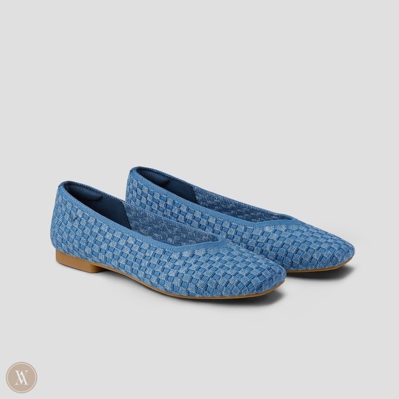 Denim Woven VIVAIA Margot 2.0 Women\'s Square-Toe V-Cut Flats - TMY-7347