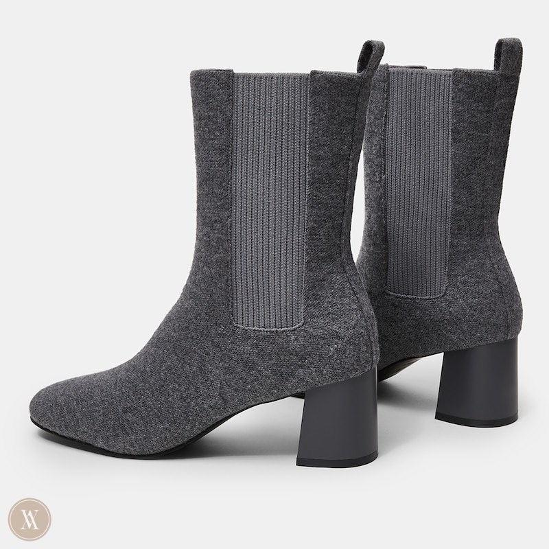 Grey VIVAIA Gemma Women's Square-Toe Heeled Boots - ADS-4165