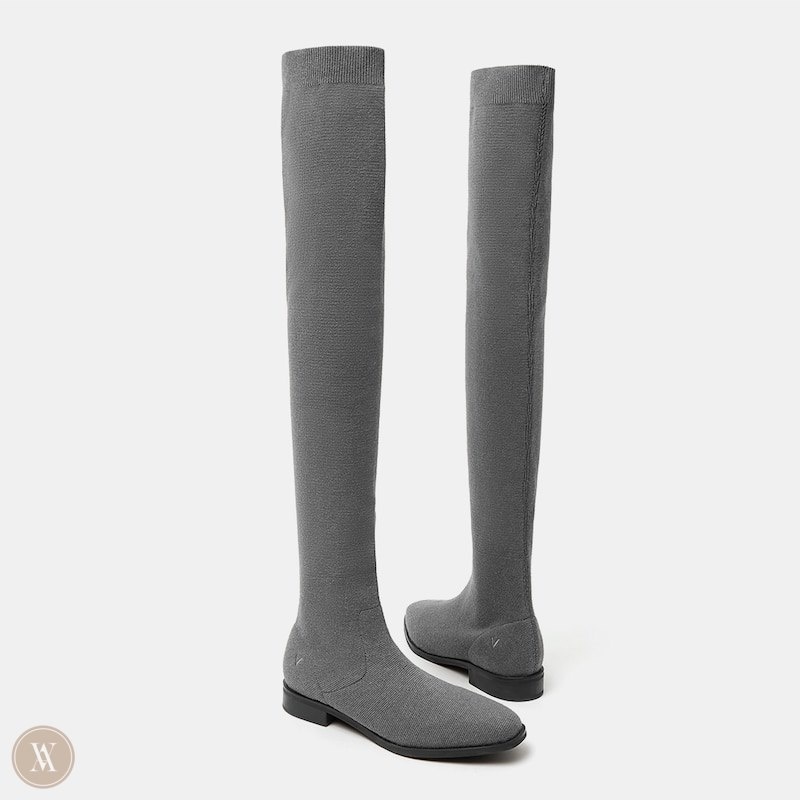 Grey VIVAIA Happer Women's Square-Toe Over-the-Knee Boots - VYR-7836