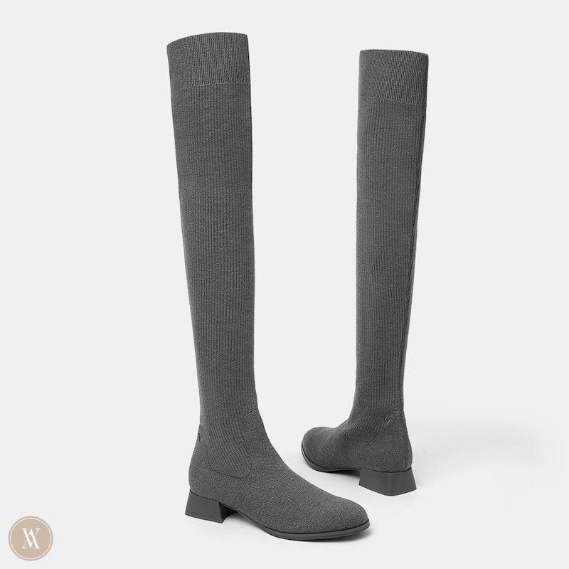 Grey VIVAIA Madeline Women's Round-Toe Over-the-Knee Boots - USV-9480