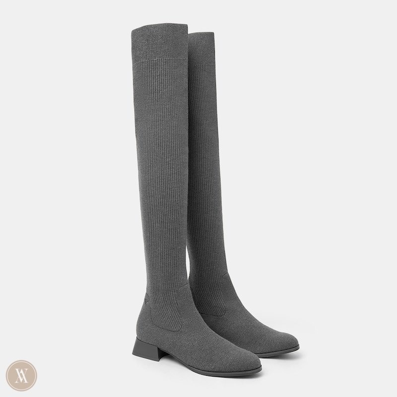 Grey VIVAIA Madeline Women's Round-Toe Over-the-Knee Boots - USV-9480