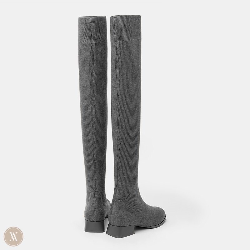 Grey VIVAIA Madeline Women's Round-Toe Over-the-Knee Boots - USV-9480