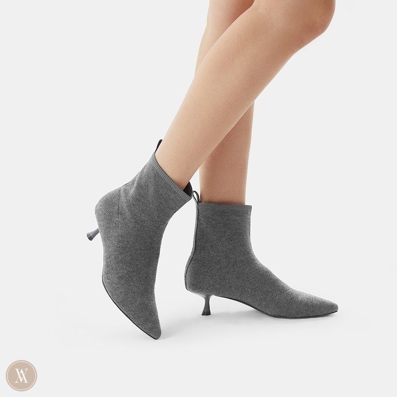 Grey VIVAIA Naomi Women's Pointed-Toe Heeled Boots - TII-0077