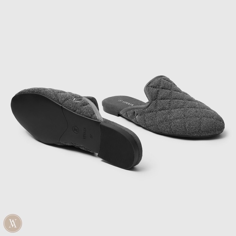 Grey VIVAIA Sherry Women's Round-Toe Quilted Mules - MSP-8735