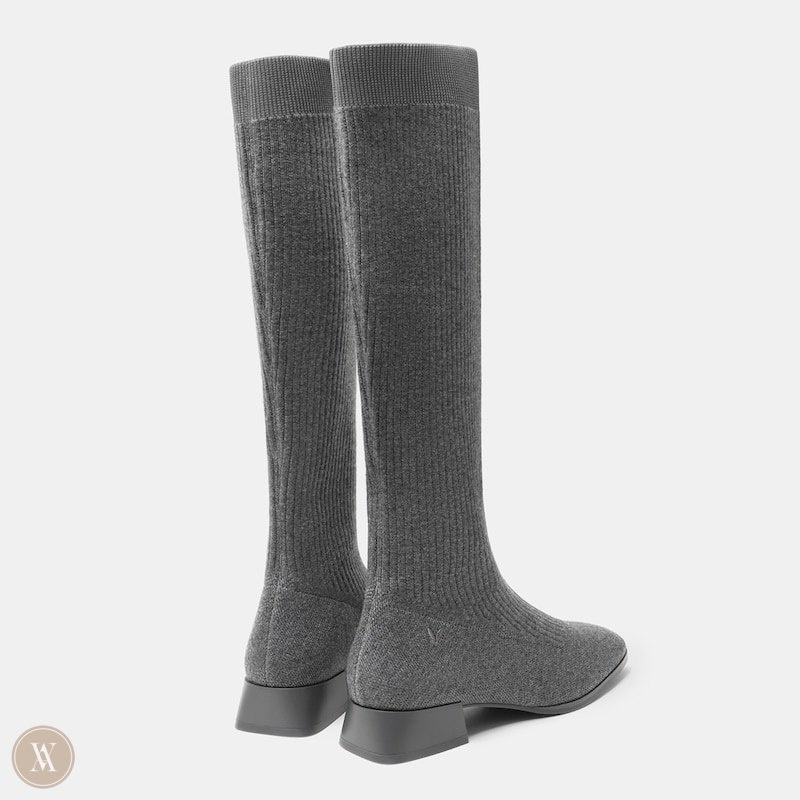 Grey VIVAIA Tara Women's Square-Toe Mid-Calf Boots - JFX-5948