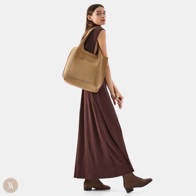 Khaki Brown VIVAIA Zahara Tote Women's Bags - MVT-1285