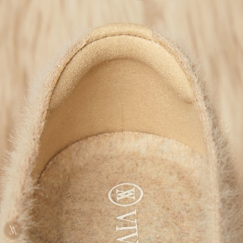 Latte - Bear VIVAIA Margot Women's Squared-Toe Faux Mink-Knit Flats - VHG-0216