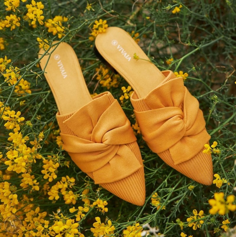 Mustard Yellow VIVAIA Yaffa Women's Pointed-Toe Knot Sandals - LJB-4500