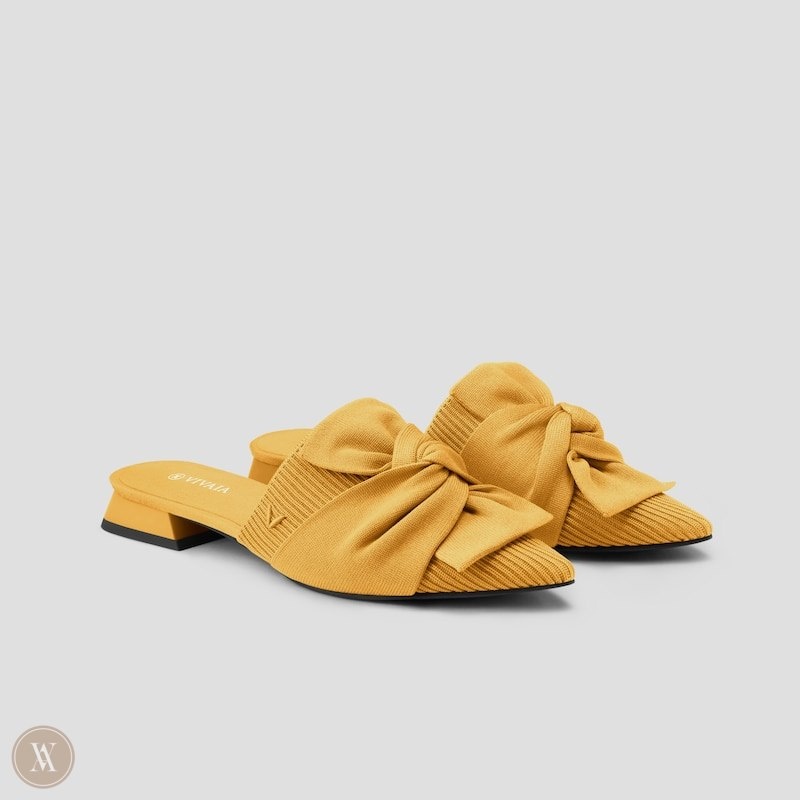 Mustard Yellow VIVAIA Yaffa Women\'s Pointed-Toe Knot Sandals - LJB-4500