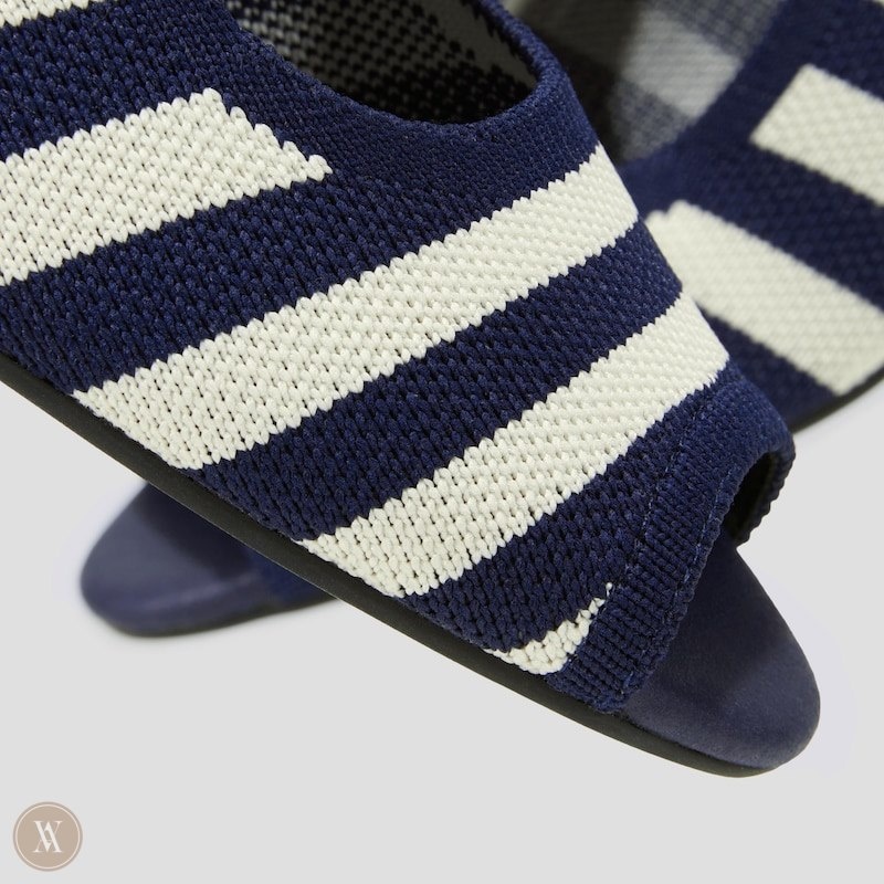 Navy Stripes VIVAIA Tamia Peep Toe Women's Peep Toe Wedge - OYN-1199