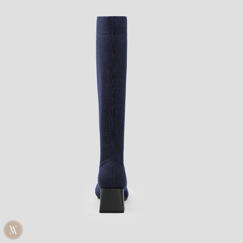 Navy VIVAIA Rebecca Women's Square-Toe Block Heel Knee-High Boots - FVC-3503