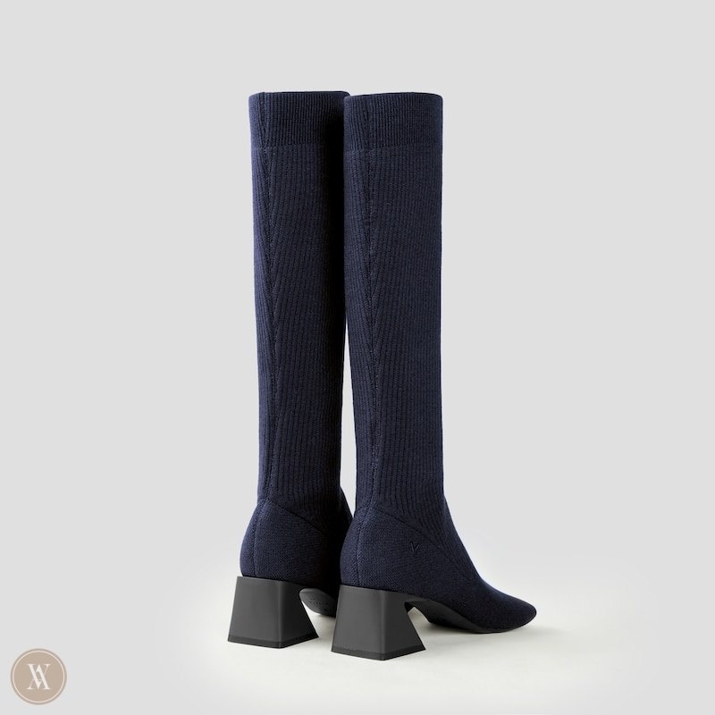 Navy VIVAIA Rebecca Women's Square-Toe Block Heel Knee-High Boots - FVC-3503