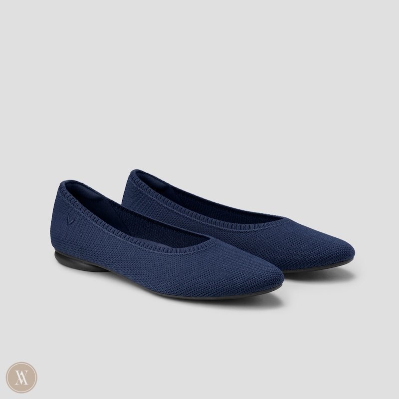 Navy VIVAIA Tamia 2.0 Women\'s Almond-Toe Ballet Flats - EYI-5349