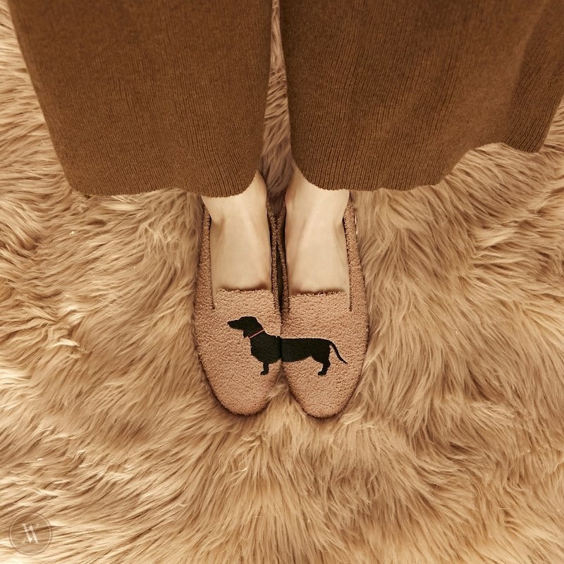 Nutmeg - Dog VIVAIA Audrey Women's Round-Toe Terry Knit Loafers - KCZ-7542