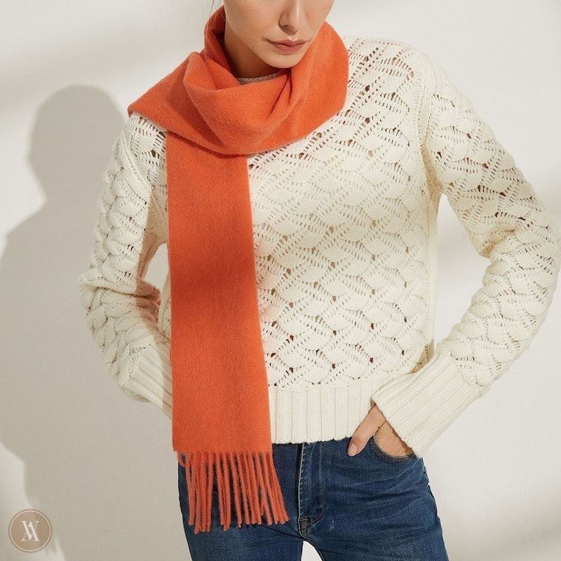 Orange Red VIVAIA Wool Scarf-Orange Red Women's Scarves - KYK-9973