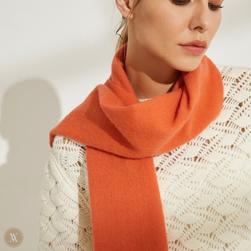 Orange Red VIVAIA Wool Scarf-Orange Red Women's Scarves - KYK-9973