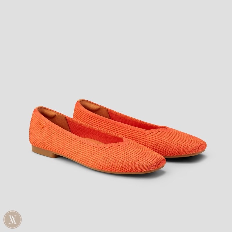 Orange VIVAIA Margot 2.0 Women\'s Square-Toe V-Cut Flats - HAV-6063