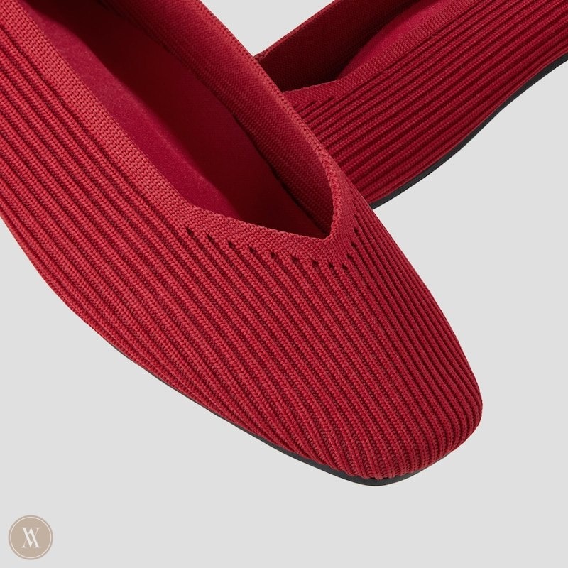 Red VIVAIA Margot 2.0 Women's Square-Toe V-Cut Flats - MQI-9554