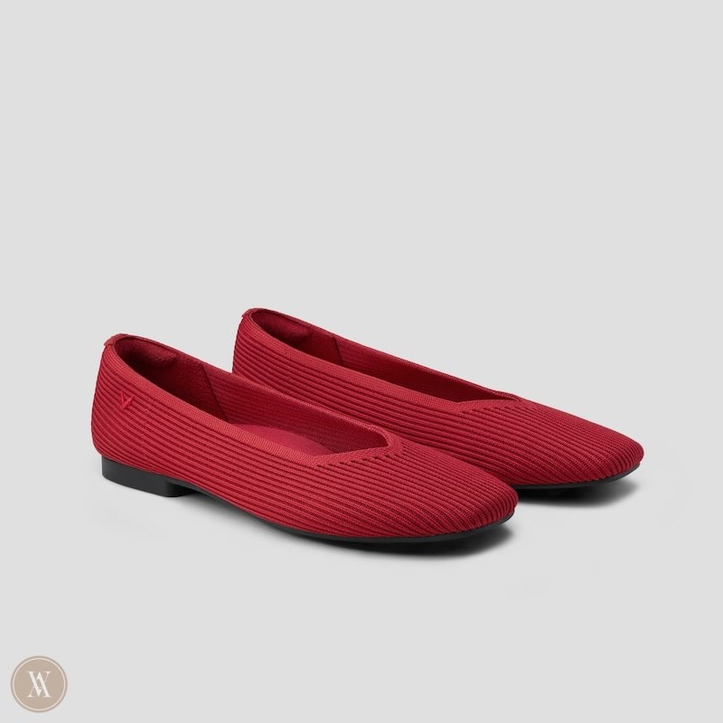 Red VIVAIA Margot 2.0 Women\'s Square-Toe V-Cut Flats - MQI-9554