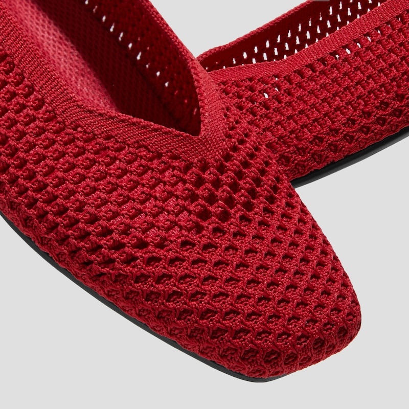 Red VIVAIA Margot 2.0 Women's Square-Toe V-Cut Mesh Flats - VXG-5360